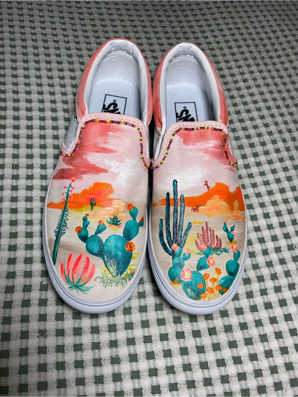 Vans Hand-Painted Desert Cactus Slip-On Platform Sneakers - Picture 4 of 4